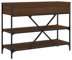 Mesa consola com gavetas e prateleiras carvalho castanho