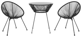 3 pcs conjunto de jantar para jardim preto
