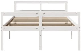 Cama para idosos com cabeceira 150x200 cm pinho maciço branco