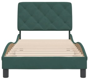 Estrutura de cama sem colchão 90x200 cm veludo verde-escuro