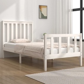 vidaXL Estrutura de cama pequena solteiro 75x190cm pinho maciço branco