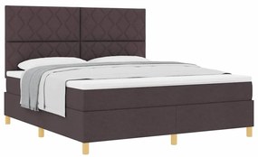 Cama Box Spring com Colchão Castanho Escuro Super King Tecido
