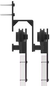 Kit de ferragens para porta deslizante 366 cm aço preto