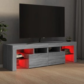Móvel de TV com luzes LED 140x36,5x40 cm cinzento sonoma