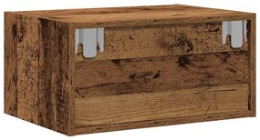 Mesa de cabeceira de parede com luzes LED madeira velha