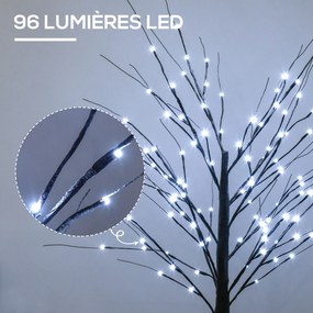 Árvore luminosa LED 150 cm decoração luminosa em branco frio - 96 LEDs - uso interior - decoração de Natal para o quarto e a casa, em castanho