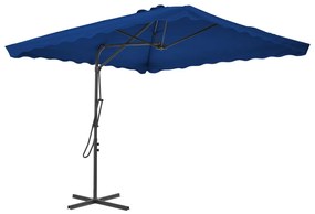 312517 vidaXL Guarda-sol de exterior c/ poste aço 250x250x230 cm azul