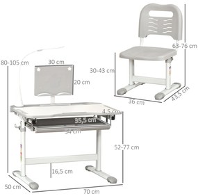HOMCOM Conjunto de Secretária e Mesa para Crianças acima de 6 Anos Sec