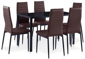 vidaXL Conjunto de jantar 7 pcs castanho