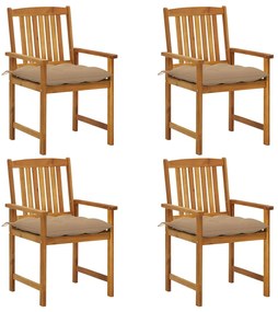 vidaXL Cadeiras de jardim c/ almofadões 4 pcs madeira de acácia maciça