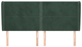 Cabeceira cama c/ abas veludo 183x23x118/128 cm verde-escuro