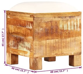Banco de arrumação em madeira recuperada maciça 40x40x45 cm