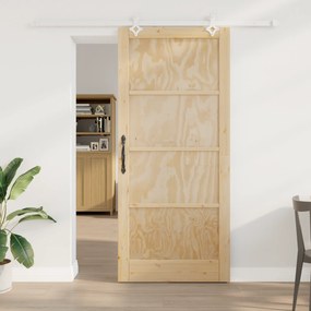 Porta Deslizante vidaXL com Conjunto de Ferragens 93x211 cm Madeira de Pinho Sólido