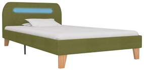 Estrutura de cama com LED em tecido 90x200 cm verde