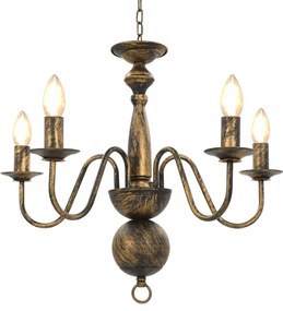 Lustre antigo de 5 lâmpadas E14 preto