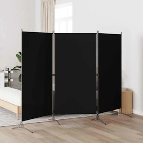 vidaXL Divisória de quarto com 3 painéis 260x180 cm preto