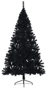 Meia árvore de Natal artificial com suporte 240 cm PVC preto