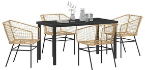 Conjunto de Jantar de Jardim 5 Peças Marrom de Polirattan