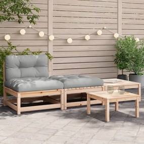 vidaXL Sofá sem apoio de braços p/ jardim c/ almofadões/apoios de pés