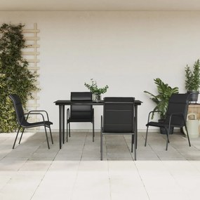 vidaXL 5 pcs conjunto de jantar para jardim aço e textilene preto