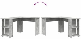 Mesa de Canto com Armazenamento em Concreto Cinza 140x113,5x75cm