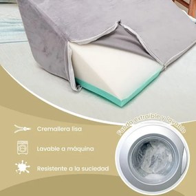 Conjunto de almofadas confortáveis e ajustáveis para apoio das costas com apoio de cabeça amovível Cinzento