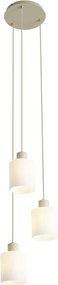 Candeeiro suspenso escandinavo bege com vidro branco redondo 3 luzes - Wisp