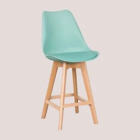 Pacote De 2 Bancos Altos De 65 Cm Com Almofada Em Couro Sintético Nórdico Verde Jade - Sklum