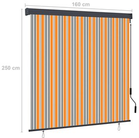 Estore de rolo para exterior 160x250 cm amarelo e azul
