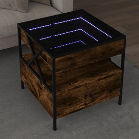 vidaXL Mesa de centro luzes LED Infinity 50x50x51 cm carvalho fumado
