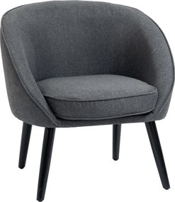 HOMCOM Poltrona para Sala de Estar, Poltrona Lounge Estofada com Efeito Linho, Pés de Madeira, Poltrona de Leitura para Quarto, Cinza | Aosom Portugal