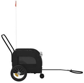 Reboque para Bicicleta para Pets - Tecido Oxford Preto e Ferro