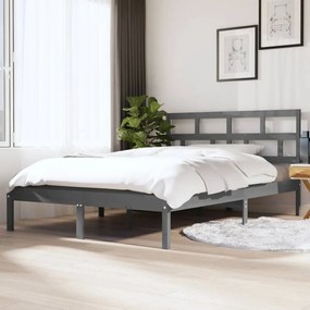 3101195 vidaXL Estrutura de cama dupla 135x190 cm madeira maciça cinzento