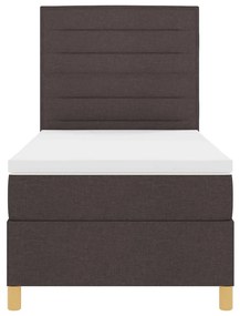 Cama Box com Colchão e LED Castanho Escuro 100x200 cm Tecido