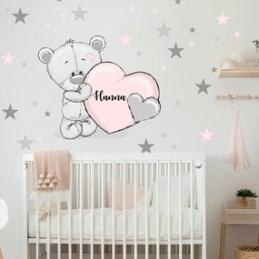 Autocolante para menina - Urso em tons pastel com estrelas