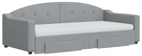 Sofá-cama c/ gavetão e gavetas 90x200 cm tecido cinzento-claro
