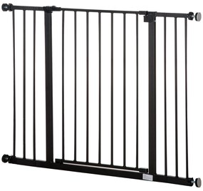 Barreira de Segurança para Animais de Estimação Extensível para Escadas e Portas Barreira de Segurança 76-107x76 cm Preto