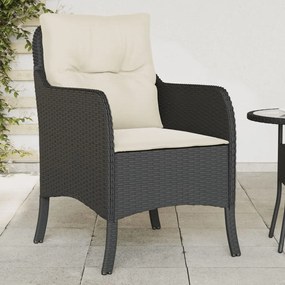 vidaXL Cadeiras de jardim com almofadões 2 pcs vime PE preto
