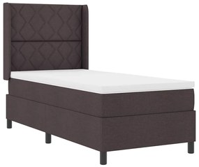 Cama Box com Colchão e LED Castanho 90x200 cm, Tecido