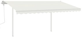 Toldo retrátil manual com postes 4x3 m cor creme