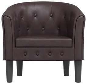 Poltrona couro artificial castanho