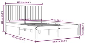 Estrutura de cama 200x200 cm pinho maciço branco