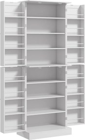 HOMCOM Armário de cozinha aparador com armários, prateleira ajustável e porta-especiarias, 60 x 35 x 166 cm, branco | Aosom Portugal