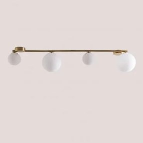 Plafon De Teto Em Ferro Com 4 Bolas De Cristal Uvol Dourado - Sklum