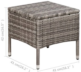 3 pcs conjunto bistrô vime PE cinzento