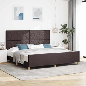 Cama vidaXL em Castanho Escuro, 200x200 cm, Tecido