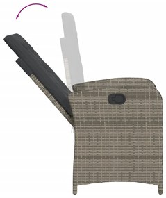 7 pcs conjunto de jantar p/ jardim c/ almofadões vime PE cinza