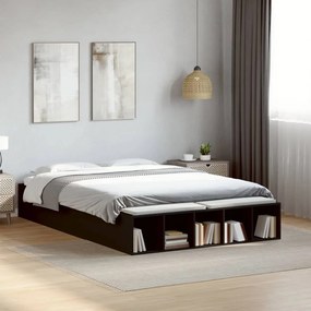 Estrutura de cama 140x190 cm derivados de madeira preto