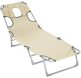 Espreguiçadeira Dobrável com Orifício de Leitura – Relaxa Sable – Bege
