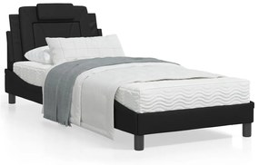 vidaXL Estrutura de cama c/ luzes LED 90x200 cm couro artificial preto
